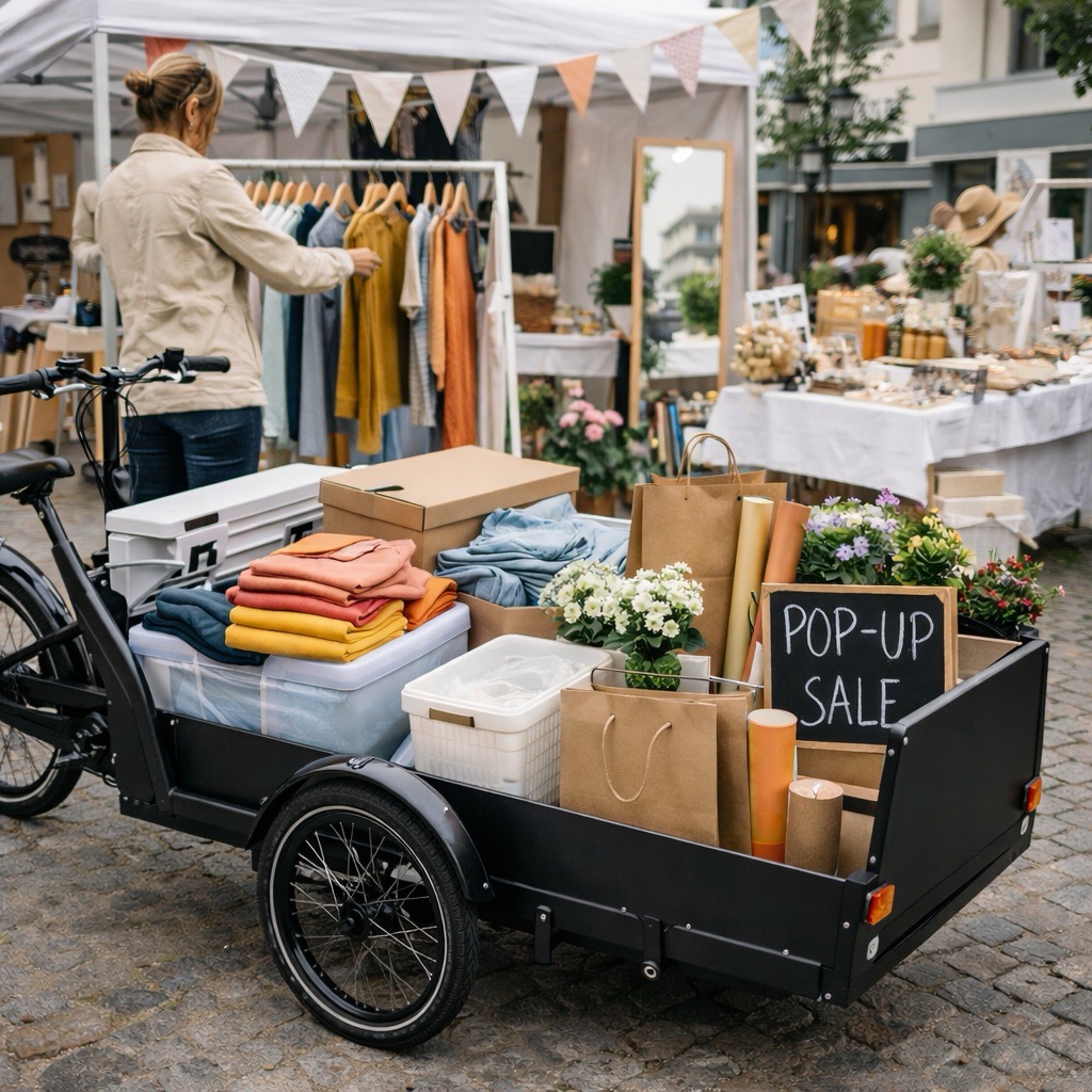Pop-up-Store mit Lastenrad beliefern